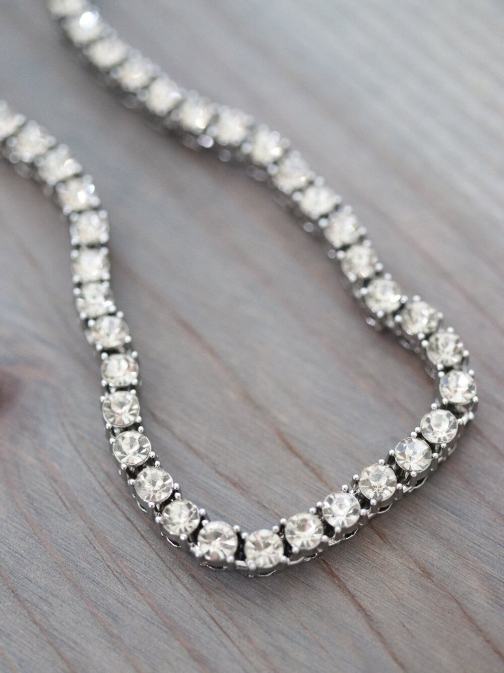 4mm Round Diamond Chain Tennis Necklace Silver Plated